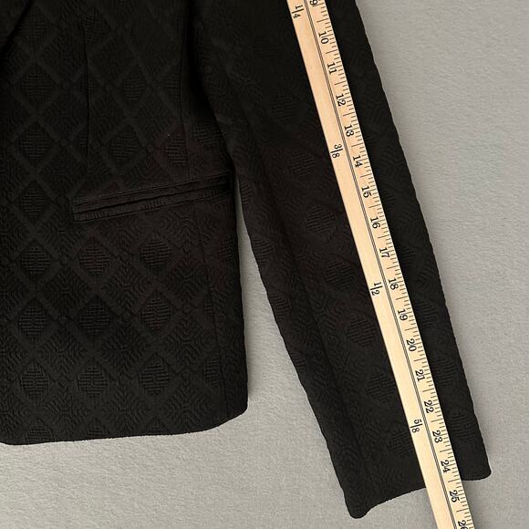 Ann Taylor Textured Dressy Blazer Classic One Button Black Womens 10 - Picture 13 of 16